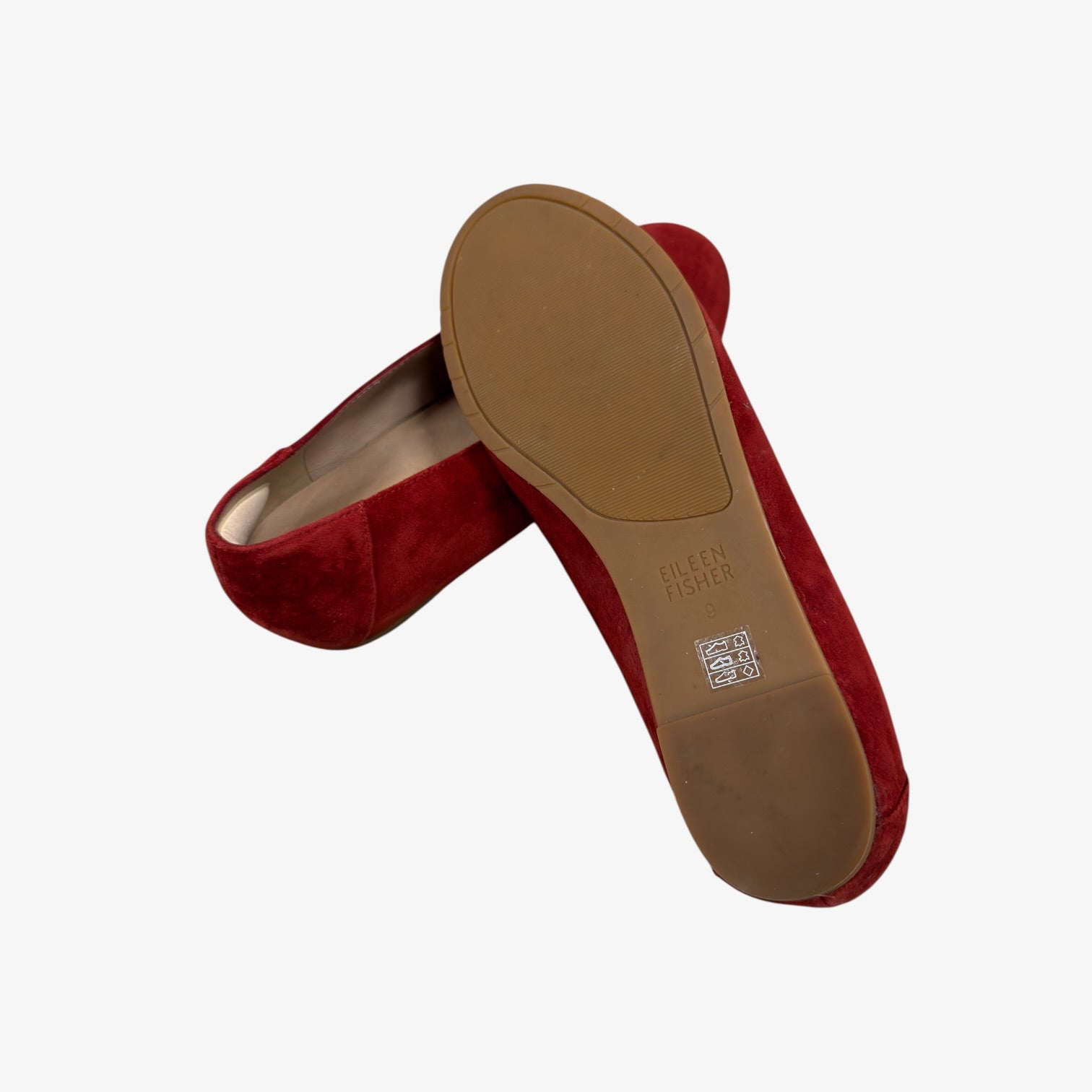 Eileen Fisher Red Suede Ballet Flats Size: 9