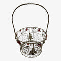 Wire Metal Christmas Basket w/Holiday Tree & Glitter 11" H