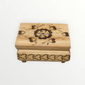 Small Vintage Handmade Wood-Burned Flower Hearts Jewelry Trinket Box 3.75" x 2" x 2.5"