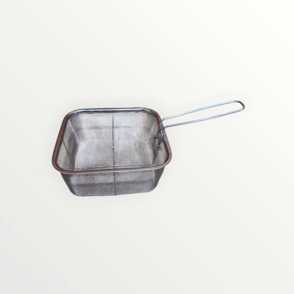 Ceraluxe Square Stainless Steel Deep Fry Basket with Folding Handle 7" x 7" x 3"