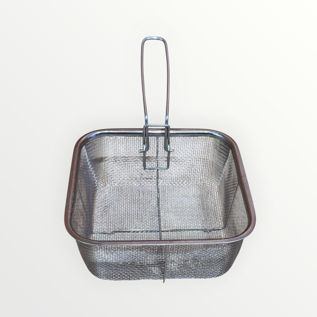 Ceraluxe Square Stainless Steel Deep Fry Basket with Folding Handle 7" x 7" x 3"