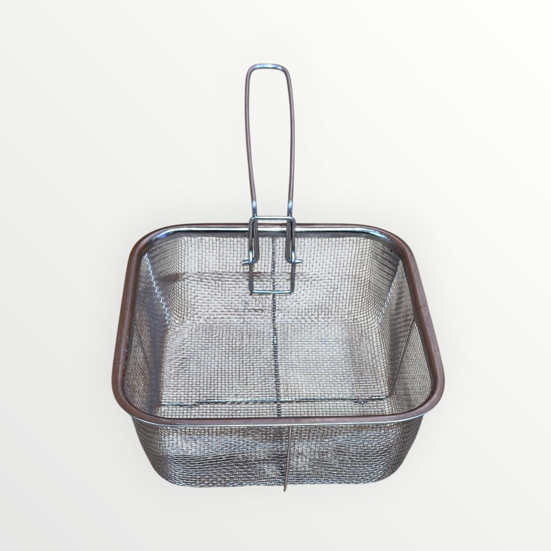 Ceraluxe Square Stainless Steel Deep Fry Basket with Folding Handle 7" x 7" x 3"