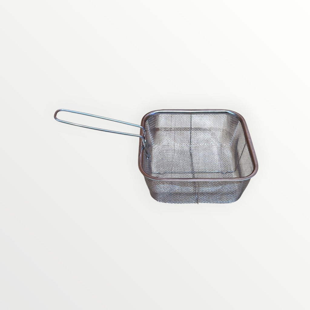 Ceraluxe Square Stainless Steel Deep Fry Basket with Folding Handle 7" x 7" x 3"