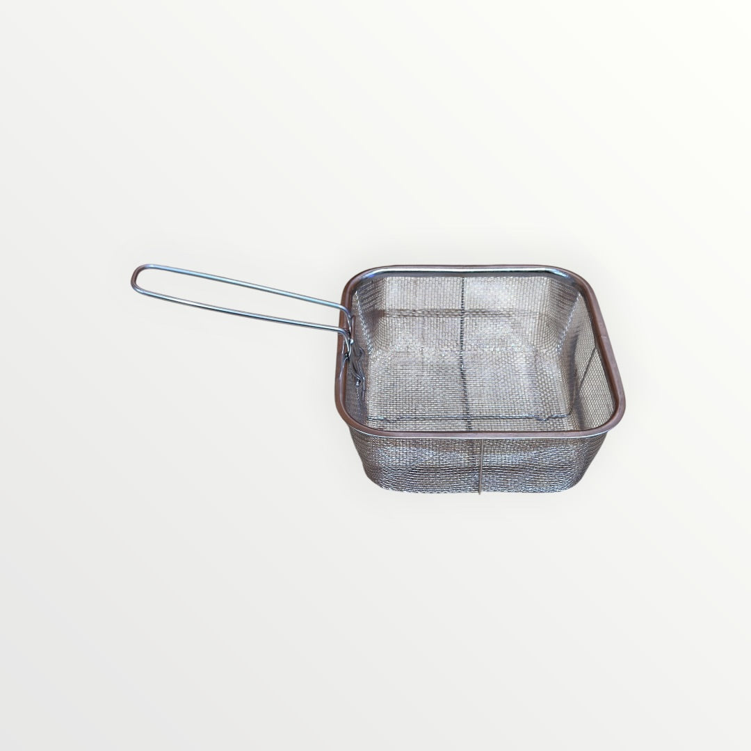 Ceraluxe Square Stainless Steel Deep Fry Basket with Folding Handle 7" x 7" x 3"