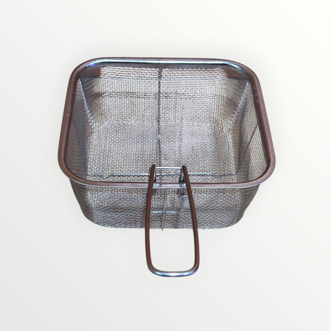 Ceraluxe Square Stainless Steel Deep Fry Basket with Folding Handle 7" x 7" x 3"