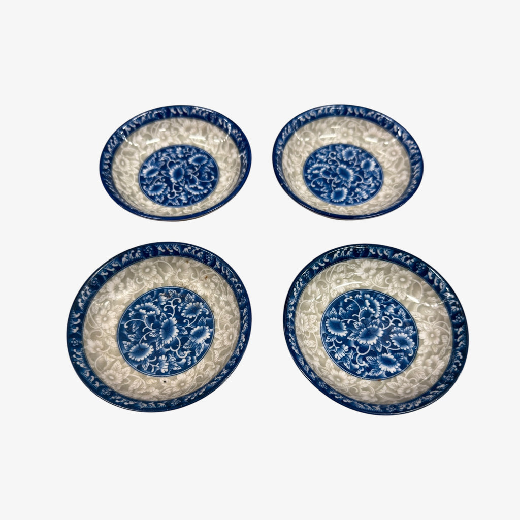Set of 4 Blue Ceramic Dipping Plates 3.87"D