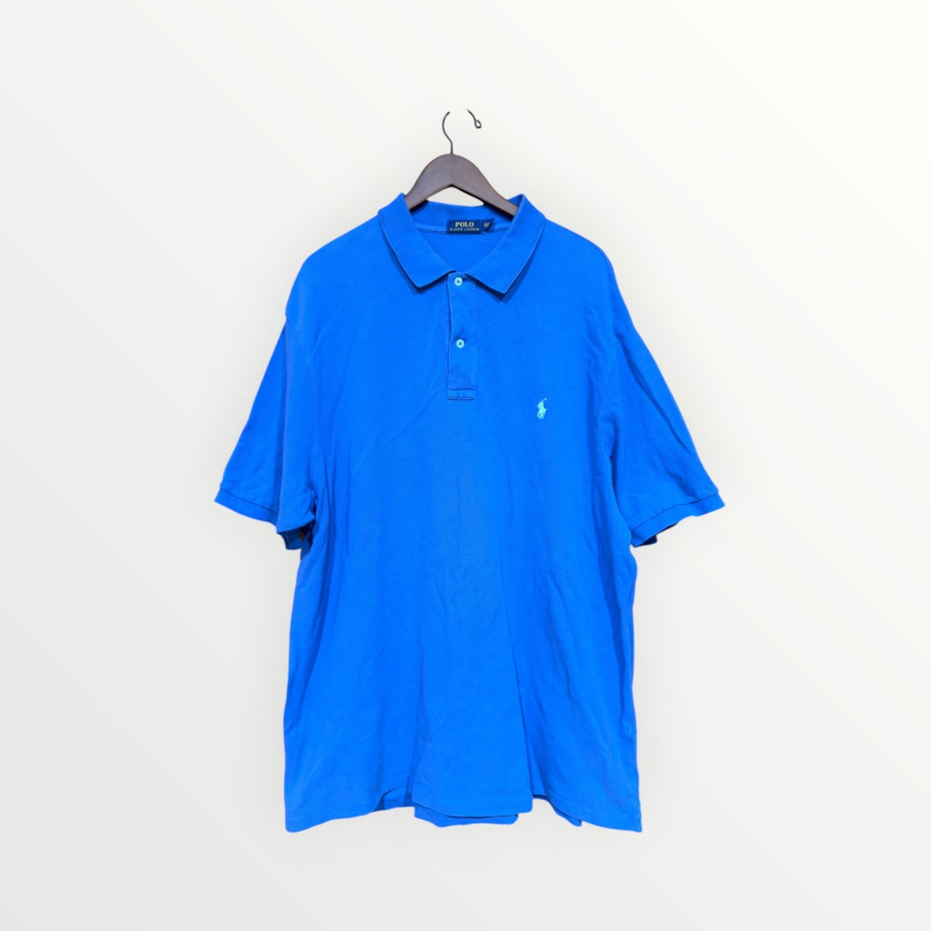 Men's POLO RALPH LAUREN Casual Solid Blue Short Sleeve Polo Shirt Size: 2XLT Tall