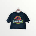 Jurassic Park Cropped T-Shirt Black, Size: M