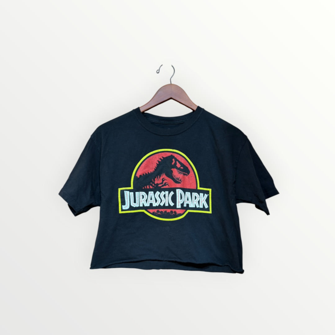 Jurassic Park Cropped T-Shirt Black, Size: M
