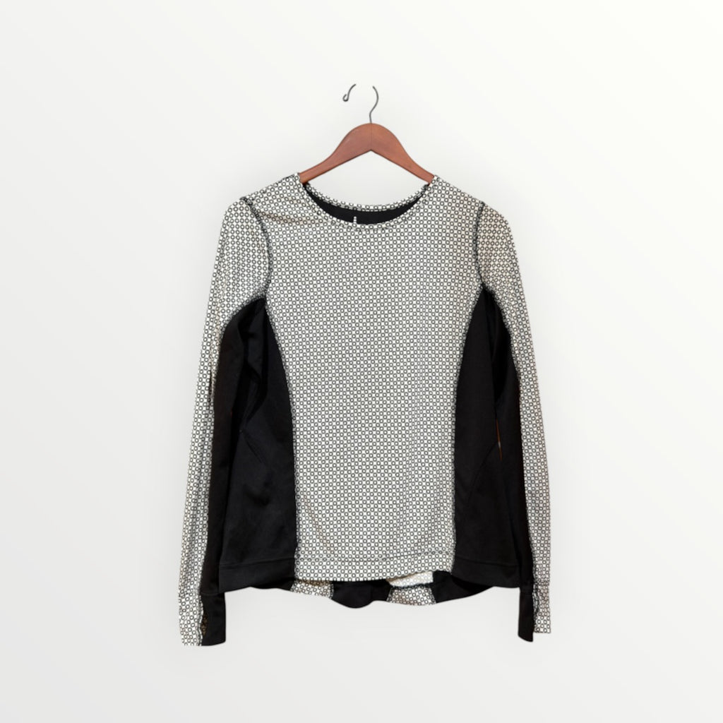 Lands End Women's Black White Sport Top Long Sleeve Size: M