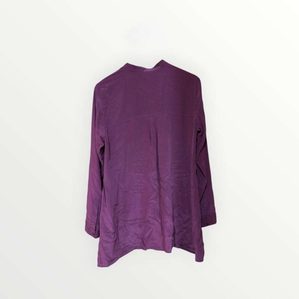 Eileen Fisher Silk Crepe de Chine Tunic Blouse Purple, Size: S