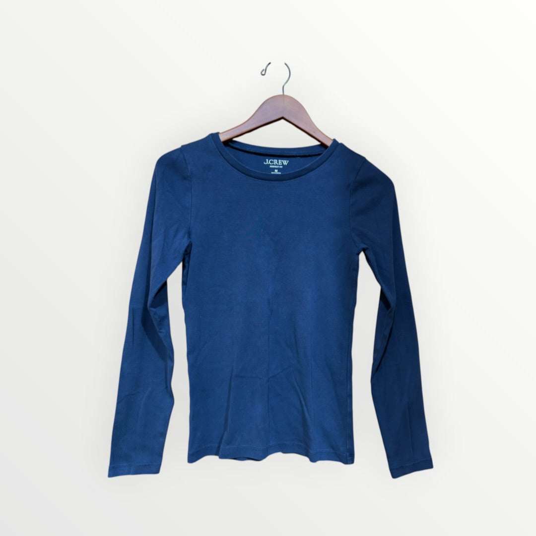 J.Crew Perfect-fit Long-sleeve T-shirt Blue, Size: M
