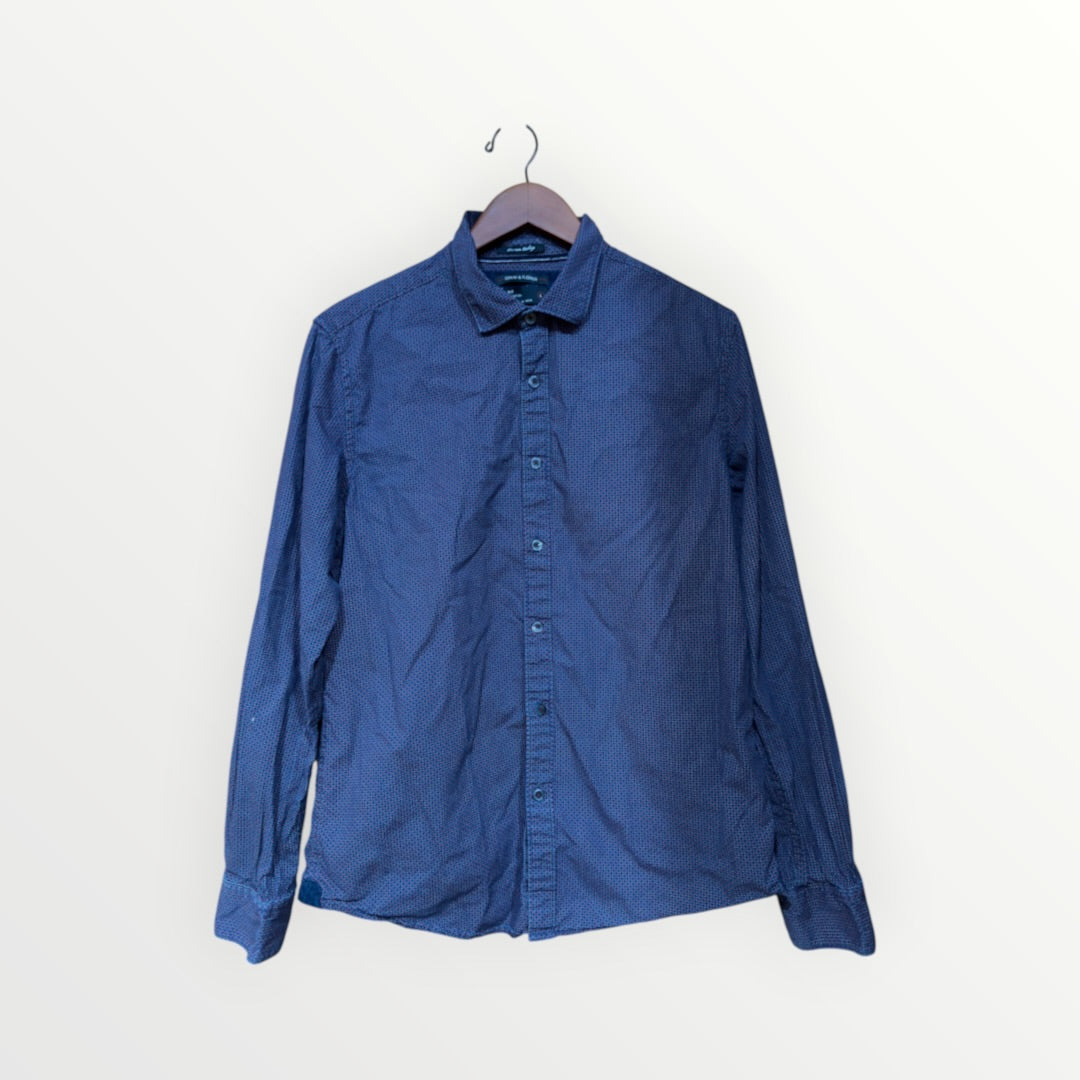 Denim Flower Men's Purple Long Sleeve Shirt Button Down Premium Cotton Slim Fit Size: L