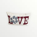 "Love" Paw Print Woven Throw Pillow 18" x 10"