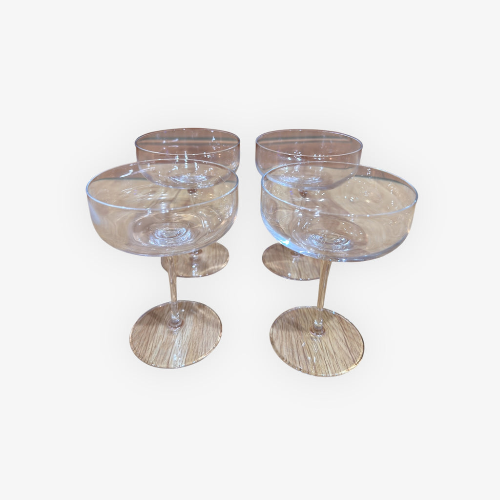 Set of 4 Hand Blown Cocktail Glasses