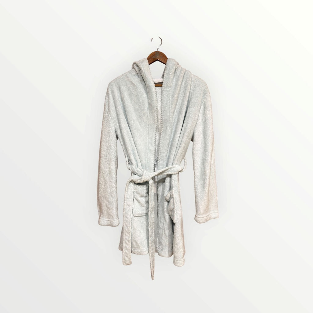 Make + Model Hooded Plush Super Soft Short Robe Light Blue, Size: L