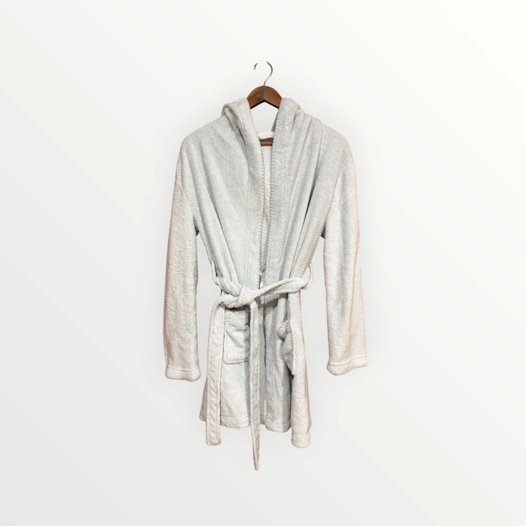 Make + Model Hooded Plush Super Soft Short Robe Light Blue, Size: L