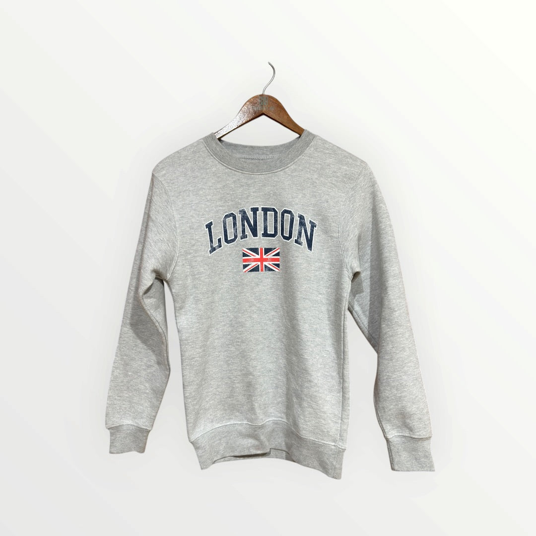 Golden Hour Women's London Athletics Fleece Varsity Sweatshirt Gray, Size: XS