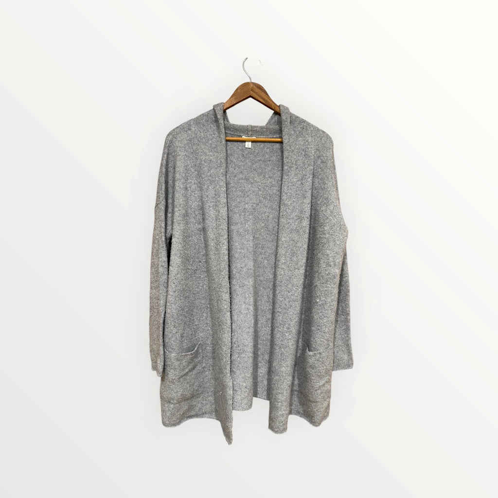 BP. Hooded Open Front Cardigan Gray, Size: L
