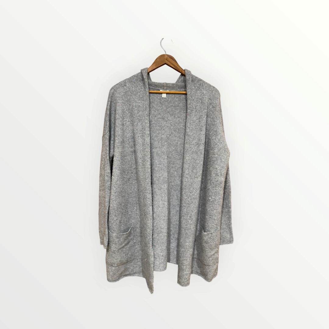 BP. Hooded Open Front Cardigan Gray, Size: L