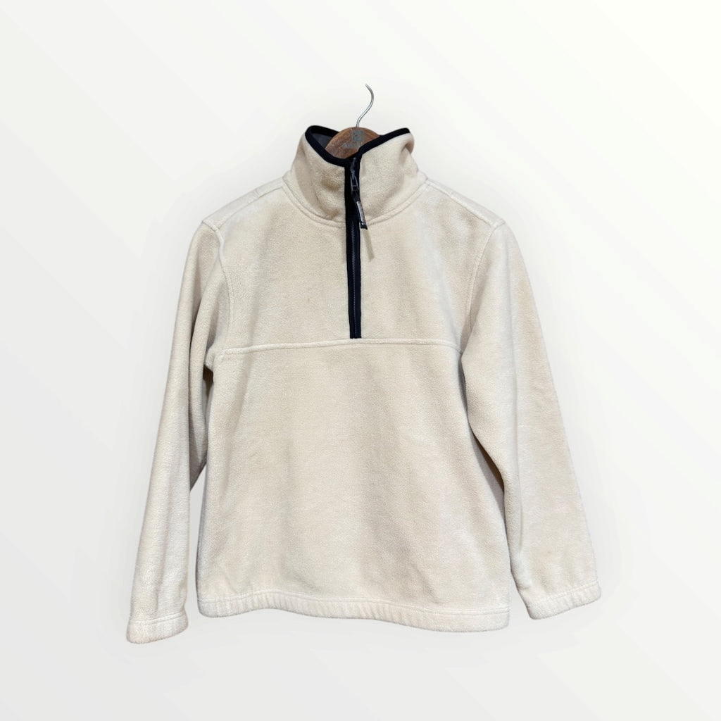 Vintage Men's Baleno Fleece Pullover Cream Beige Half Zip Sweatshirt Contrast Collar Size: XS