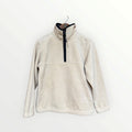 Vintage Men's Baleno Fleece Pullover Cream Beige Half Zip Sweatshirt Contrast Collar Size: XS