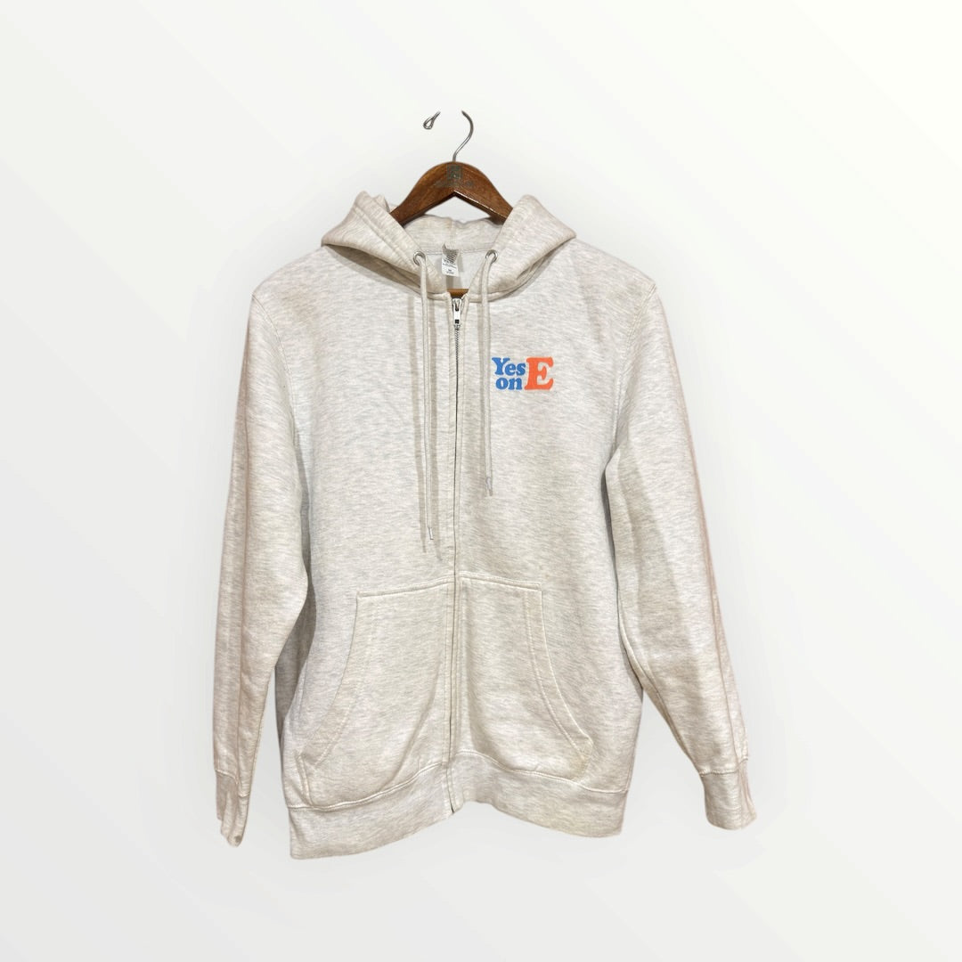 Yes on E Campaign Zip-Up Hoodie Heather Grey, Size: M