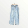 H&M Divided Denim Drawstring Pants in Pale Denim Blue Size: XS