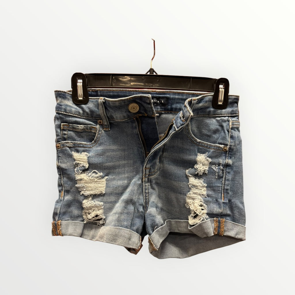 Aéropostale Distressed  High-Rise Denim Midi Shorts Size: 0