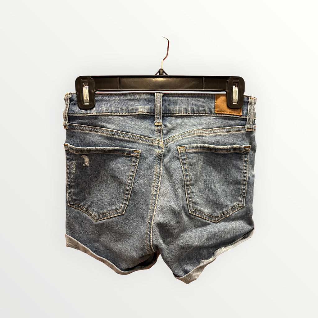 Aéropostale Distressed  High-Rise Denim Midi Shorts Size: 0