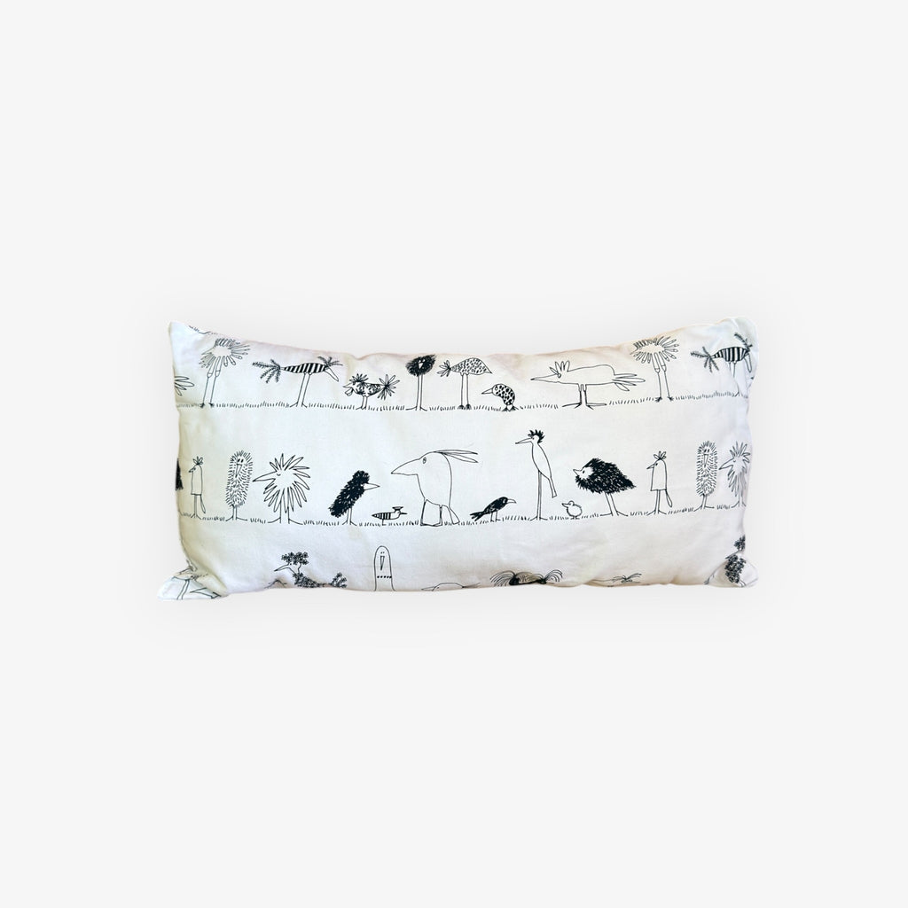 IKEA ONSKEDROM Black and white Bird Pillow 12" x 24"