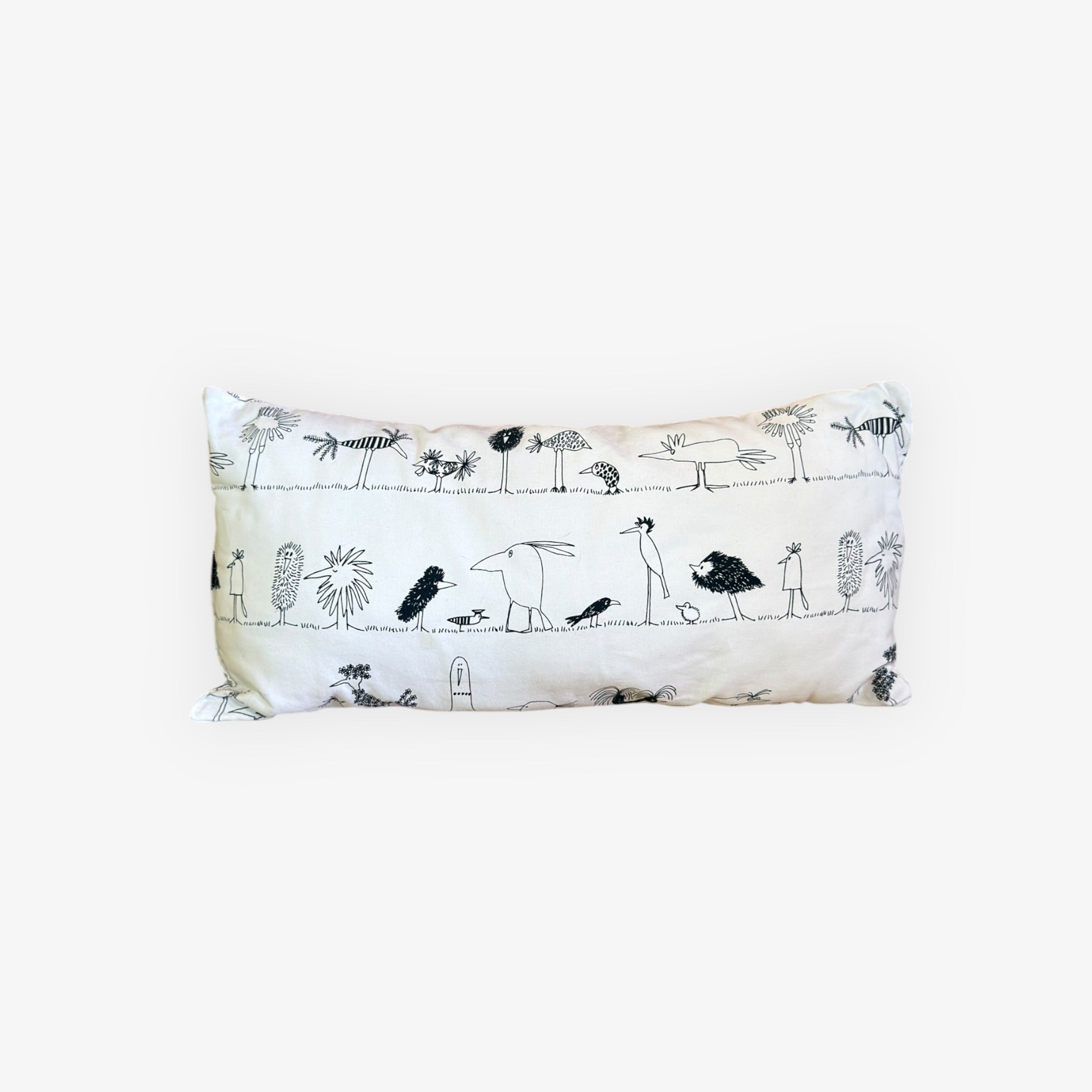 IKEA ONSKEDROM Black and white Bird Pillow 12" x 24"