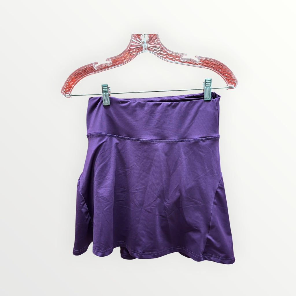 High-Waisted Pleated Athletic Skort Shiny Purple Finish Size: L