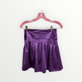 High-Waisted Pleated Athletic Skort Shiny Purple Finish Size: L