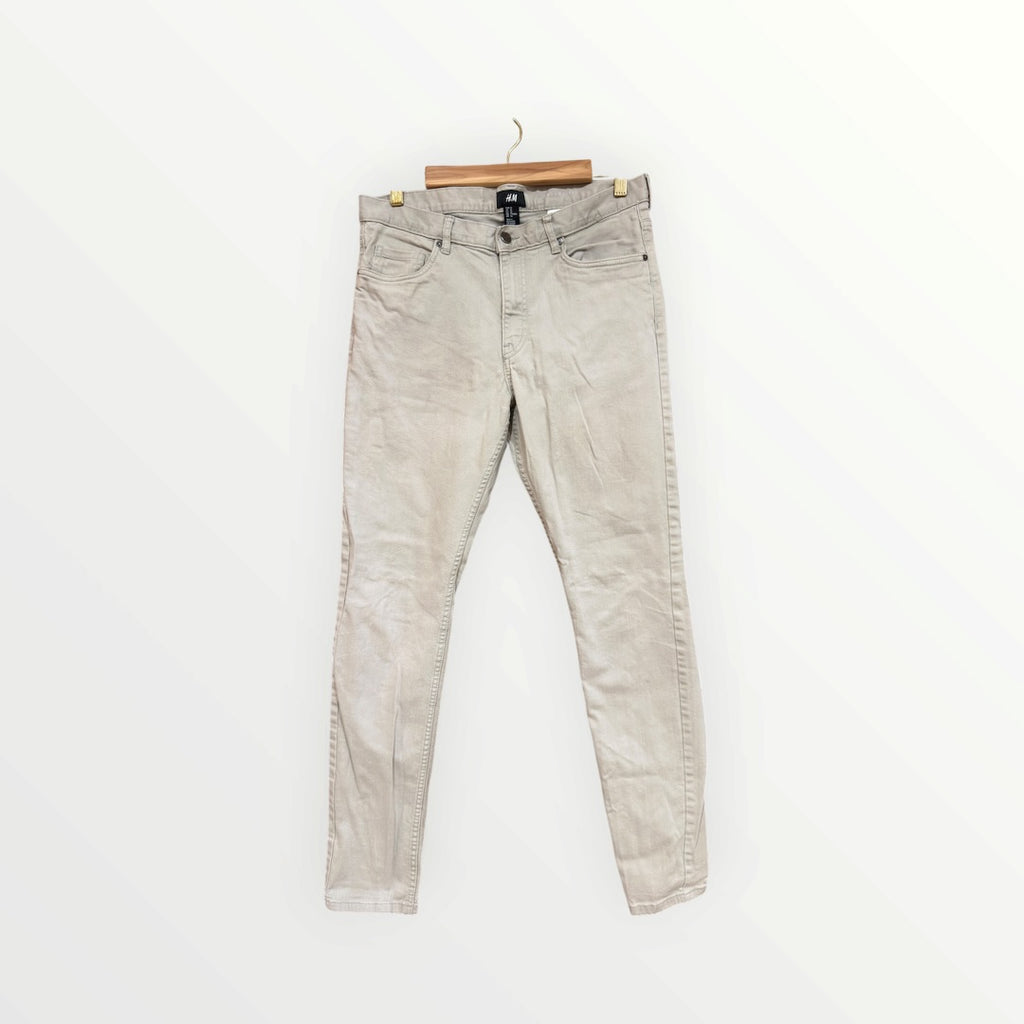 H&M Men's Coupe Moulante (Skinny Fit) Jeans Stone/Beige Wash Size: 32