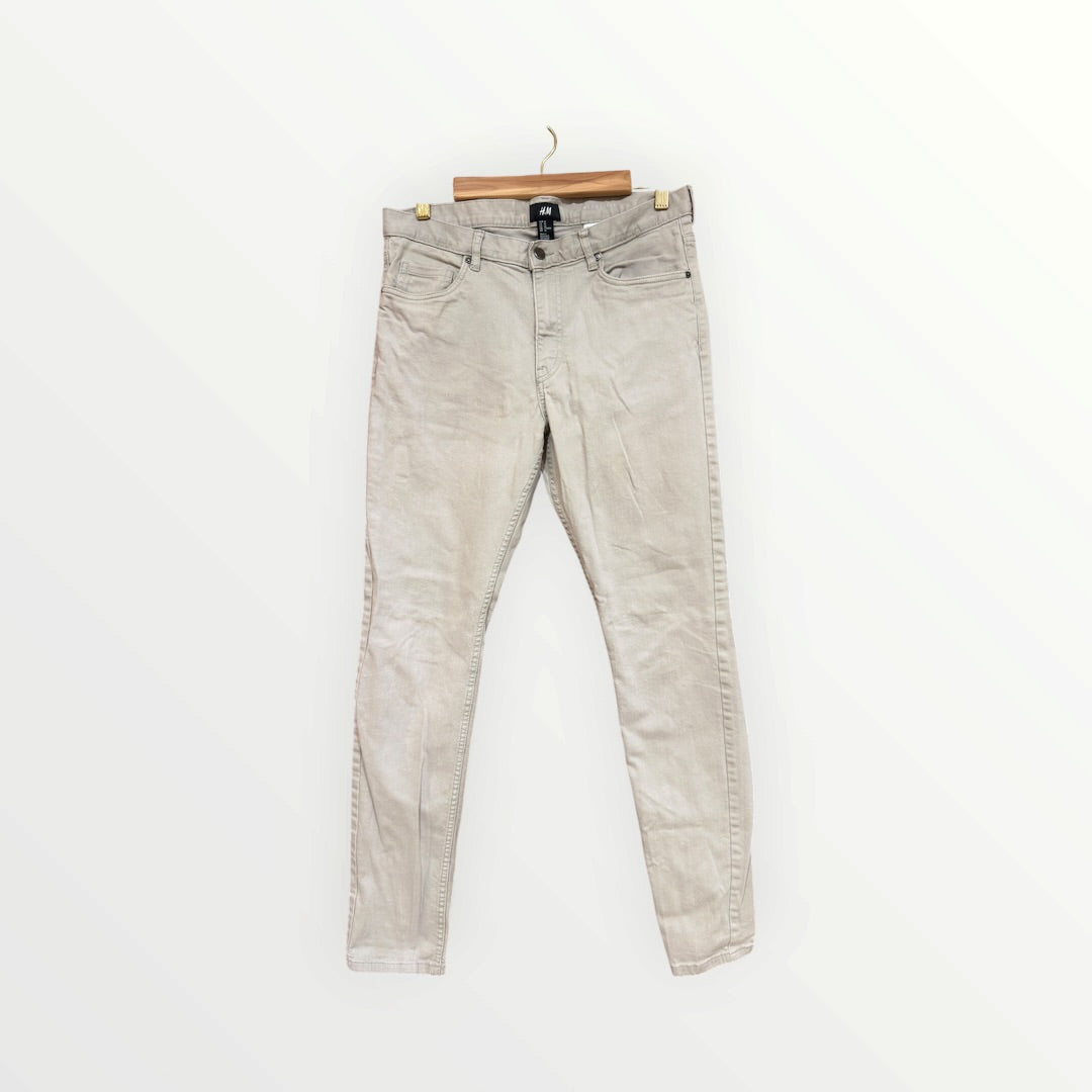H&M Men's Coupe Moulante (Skinny Fit) Jeans Stone/Beige Wash Size: 32