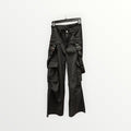 Black Utility Cargo Pants Adjustable Straps Size: S