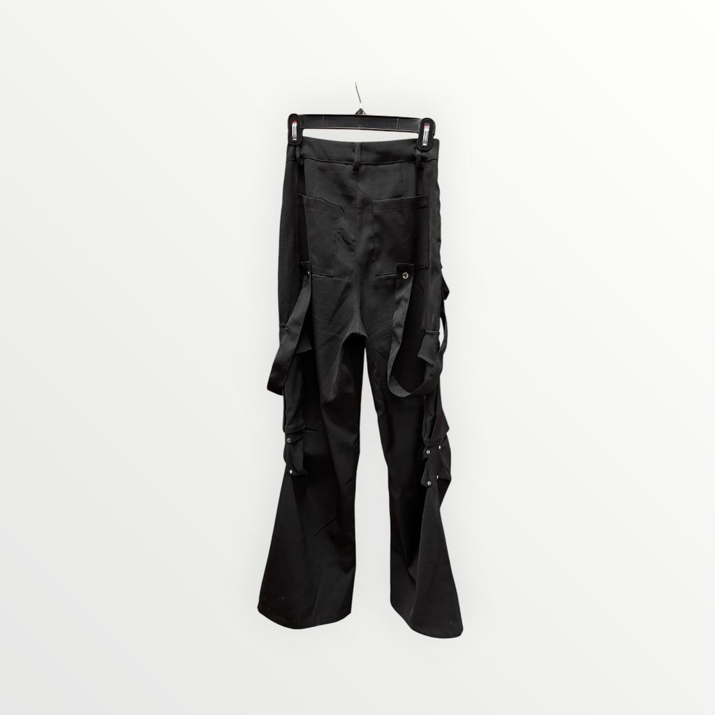 Black Utility Cargo Pants Adjustable Straps Size: S