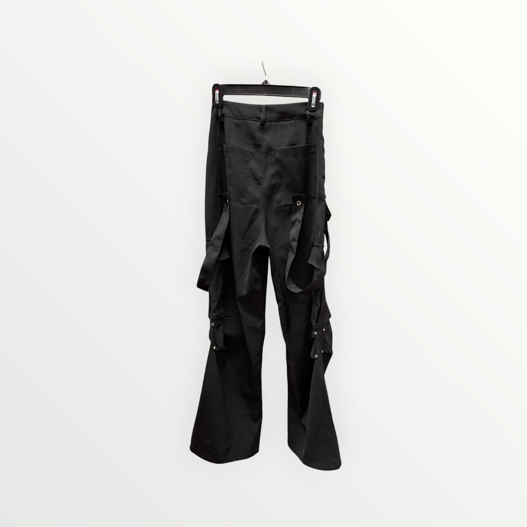 Black Utility Cargo Pants Adjustable Straps Size: S
