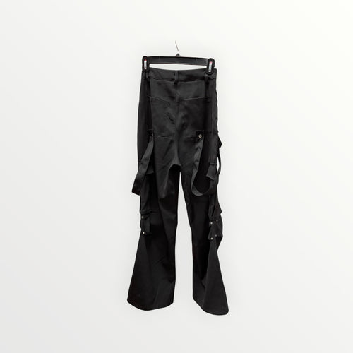 Black Utility Cargo Pants Adjustable Straps Size: S