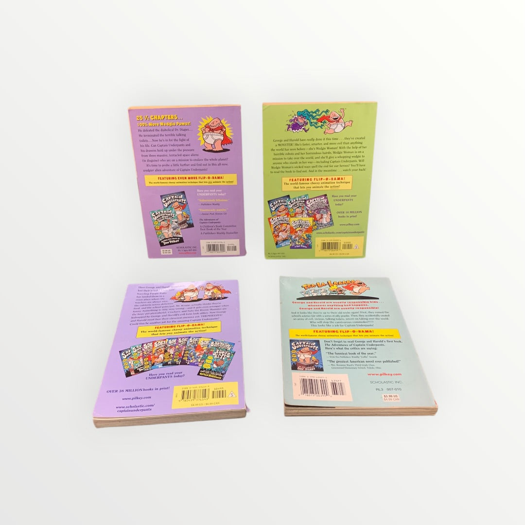 Captain Underpants by Dav Pilkey Set of 4 - Vol. 1, 3, 5, 8