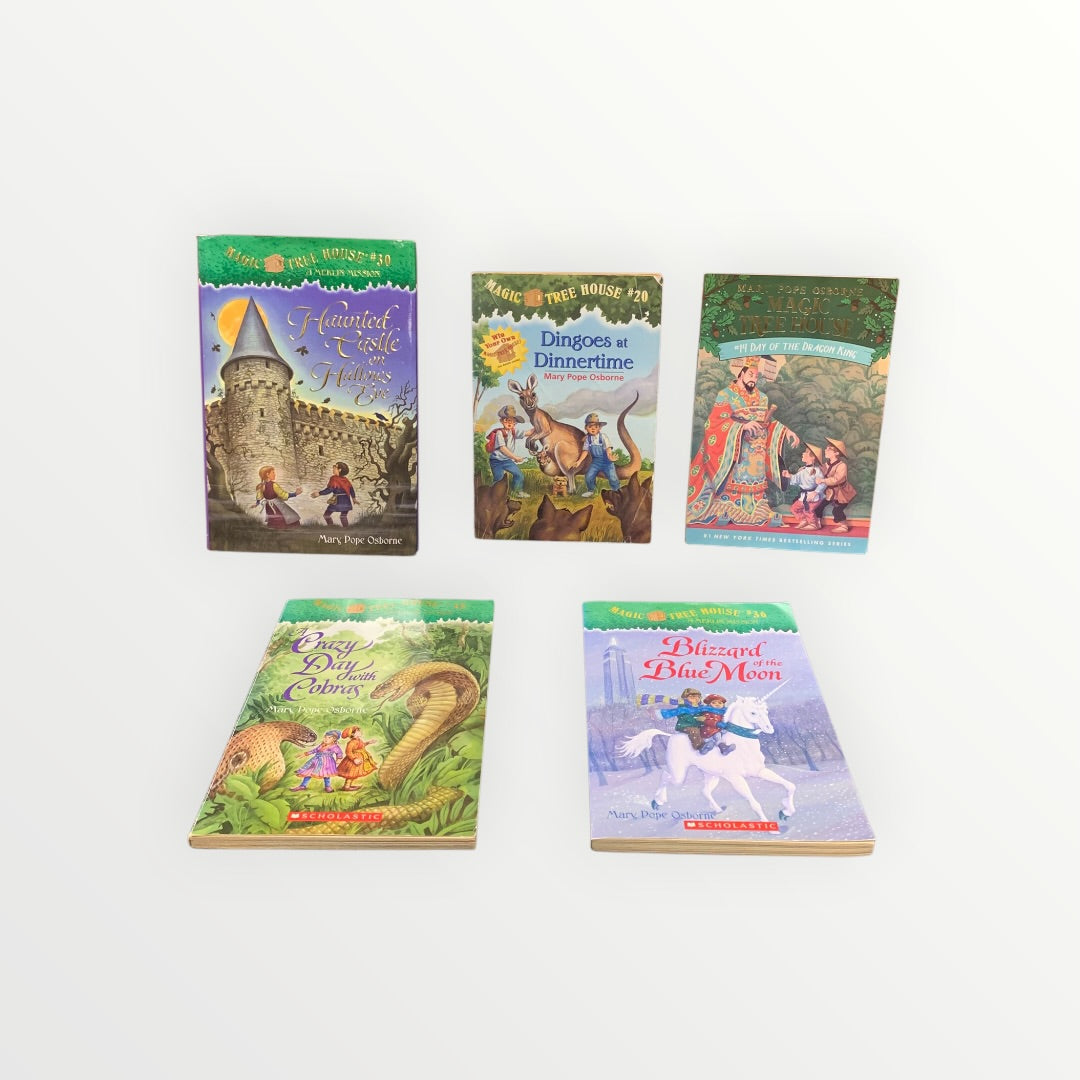 The Magic Treehouse by Mary Pope Osbourne Set of 5 books - 4 paperback & 1 hardcover