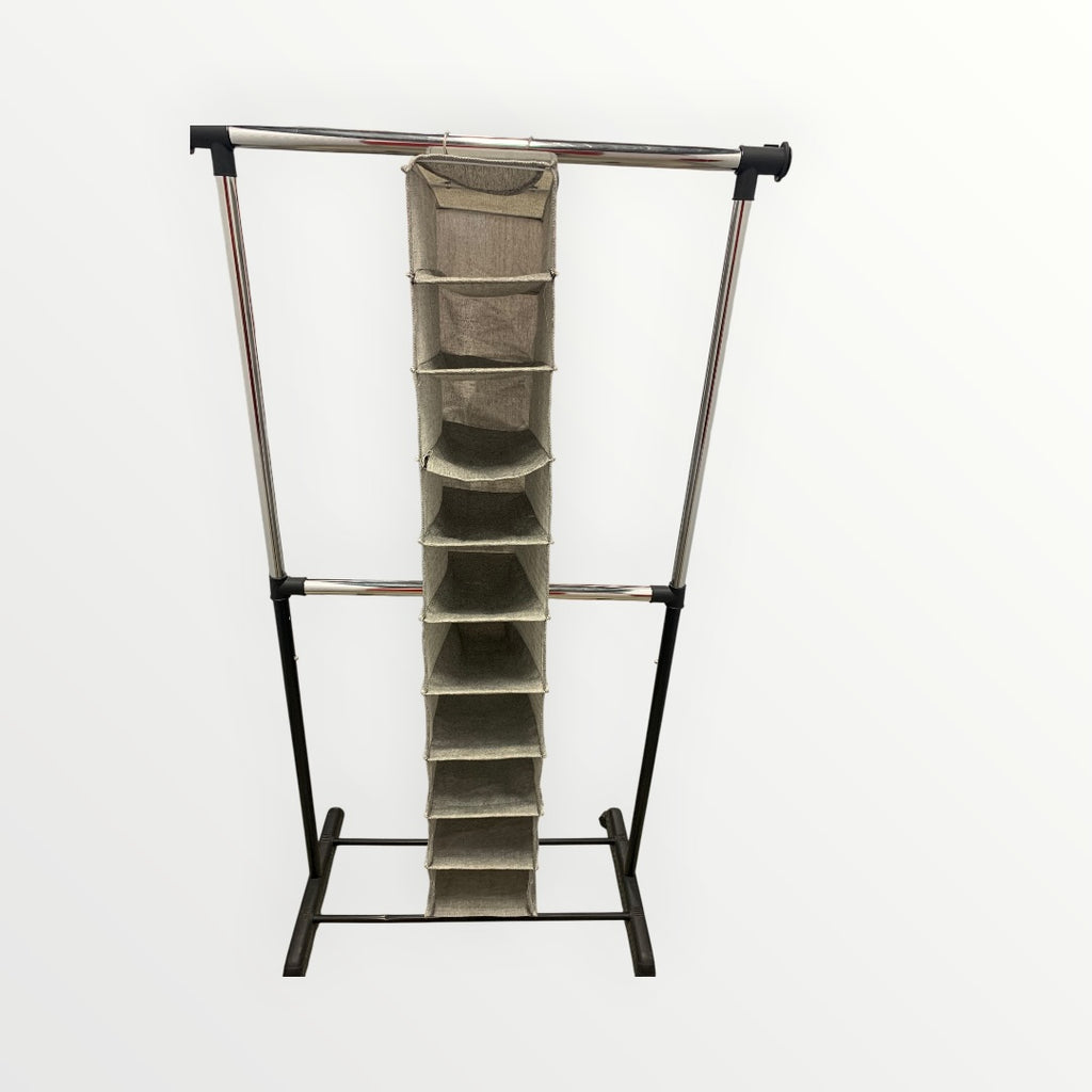 Gray Foldable Shoe Organizer 10 Slots 8" x 14" x 49" - Donors & Volunteers Only