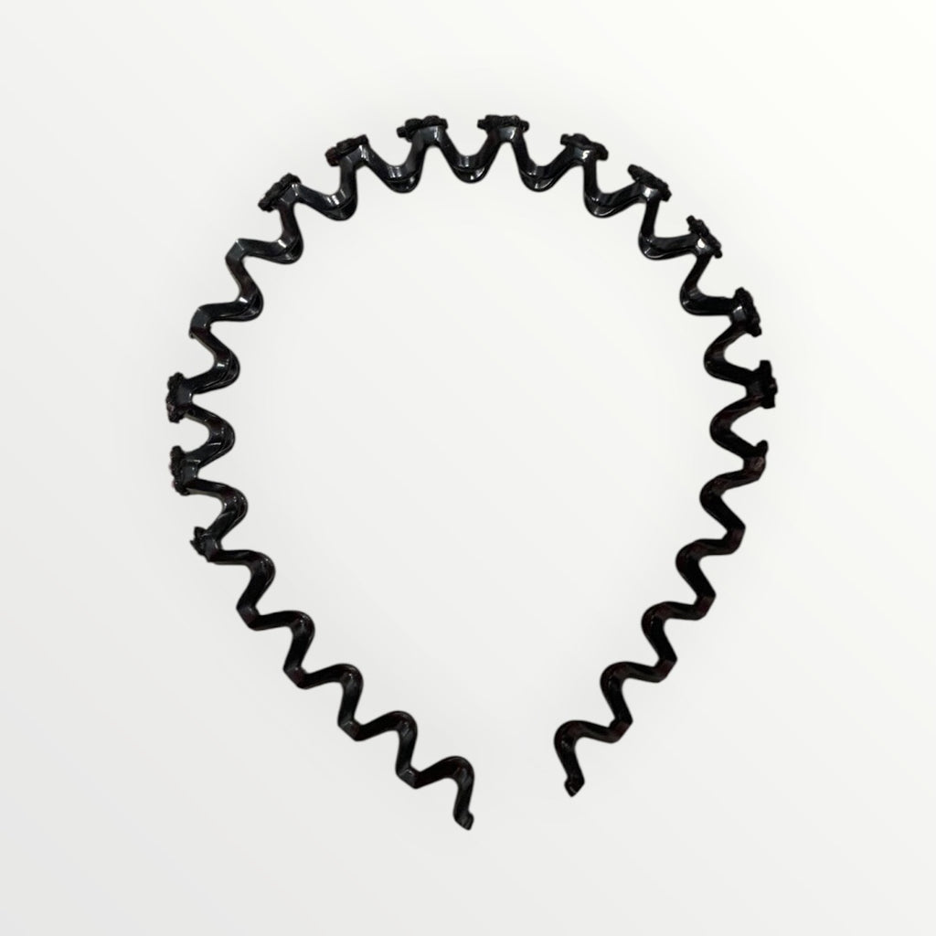 Plastic Hair Band - Curved squiggle pattern with pink plastic gems