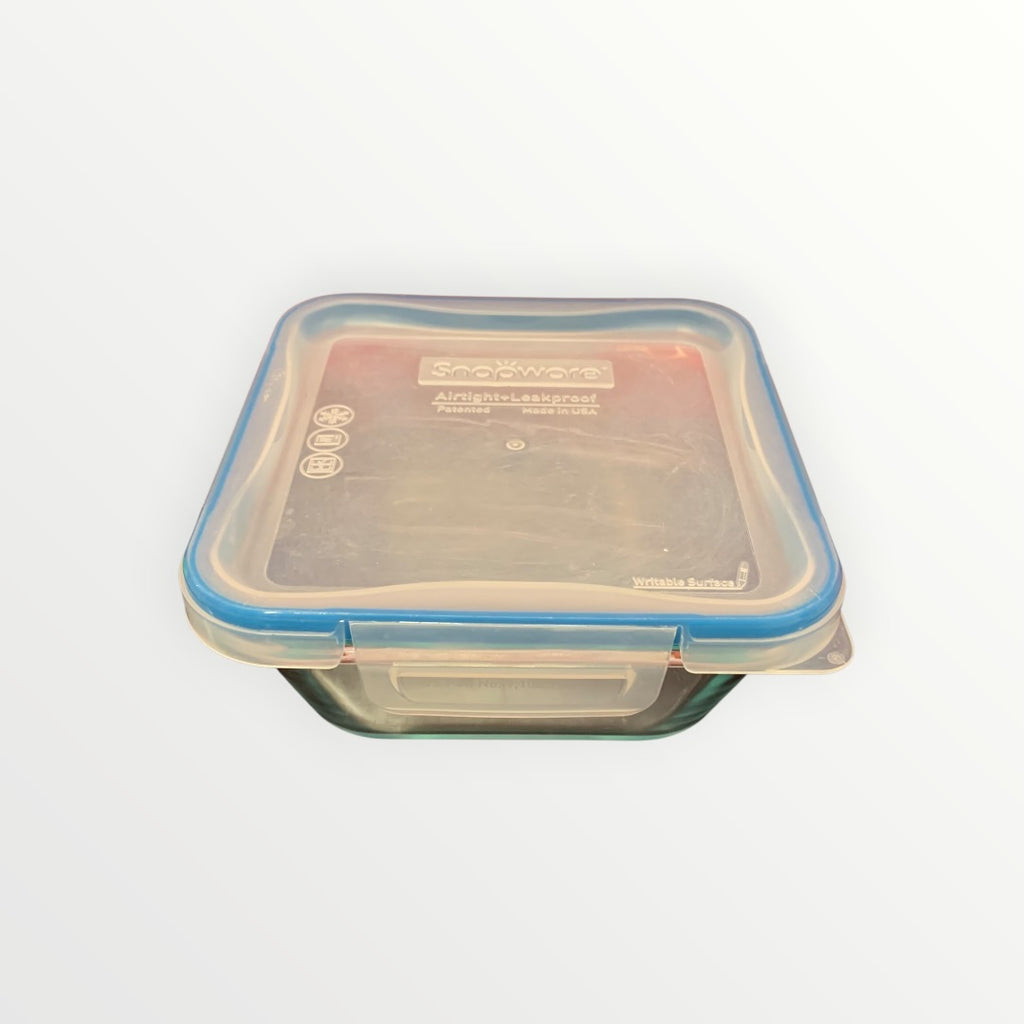 Stackable Airtight Glass Snapware Light Blue Rim - 2" x 6" x 6"