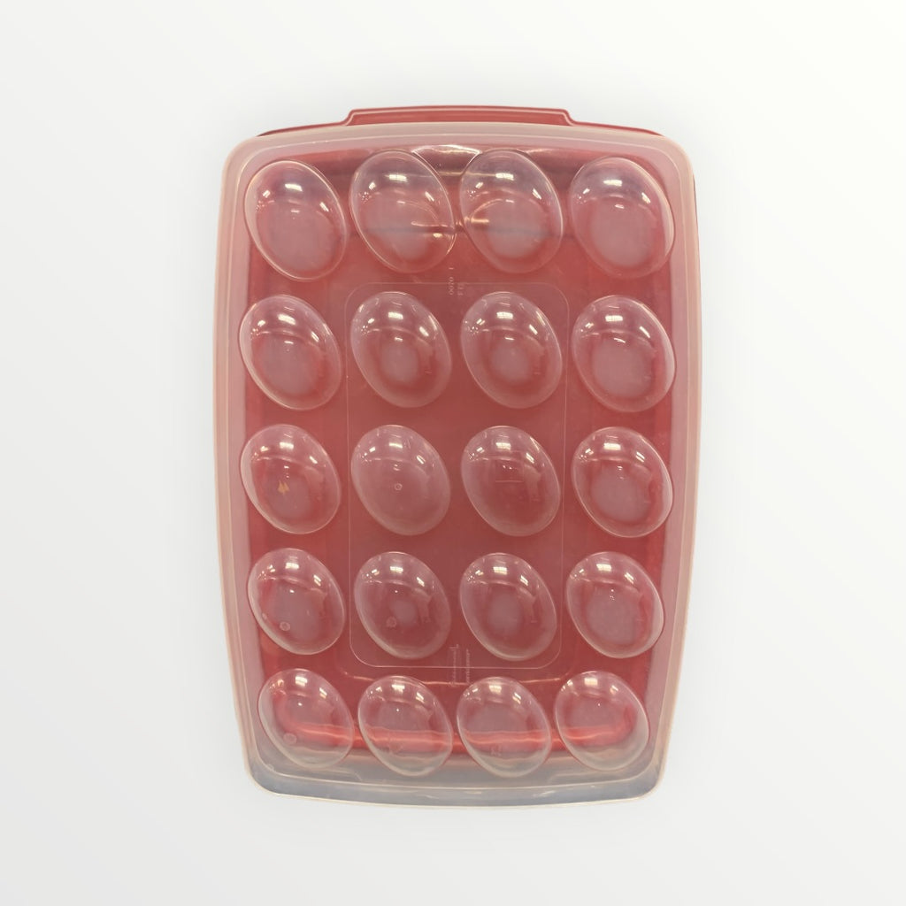 Red Rubbermaid Egg Keeper Food Storage Container - 20 cells, 3" x 8" x 12.5"