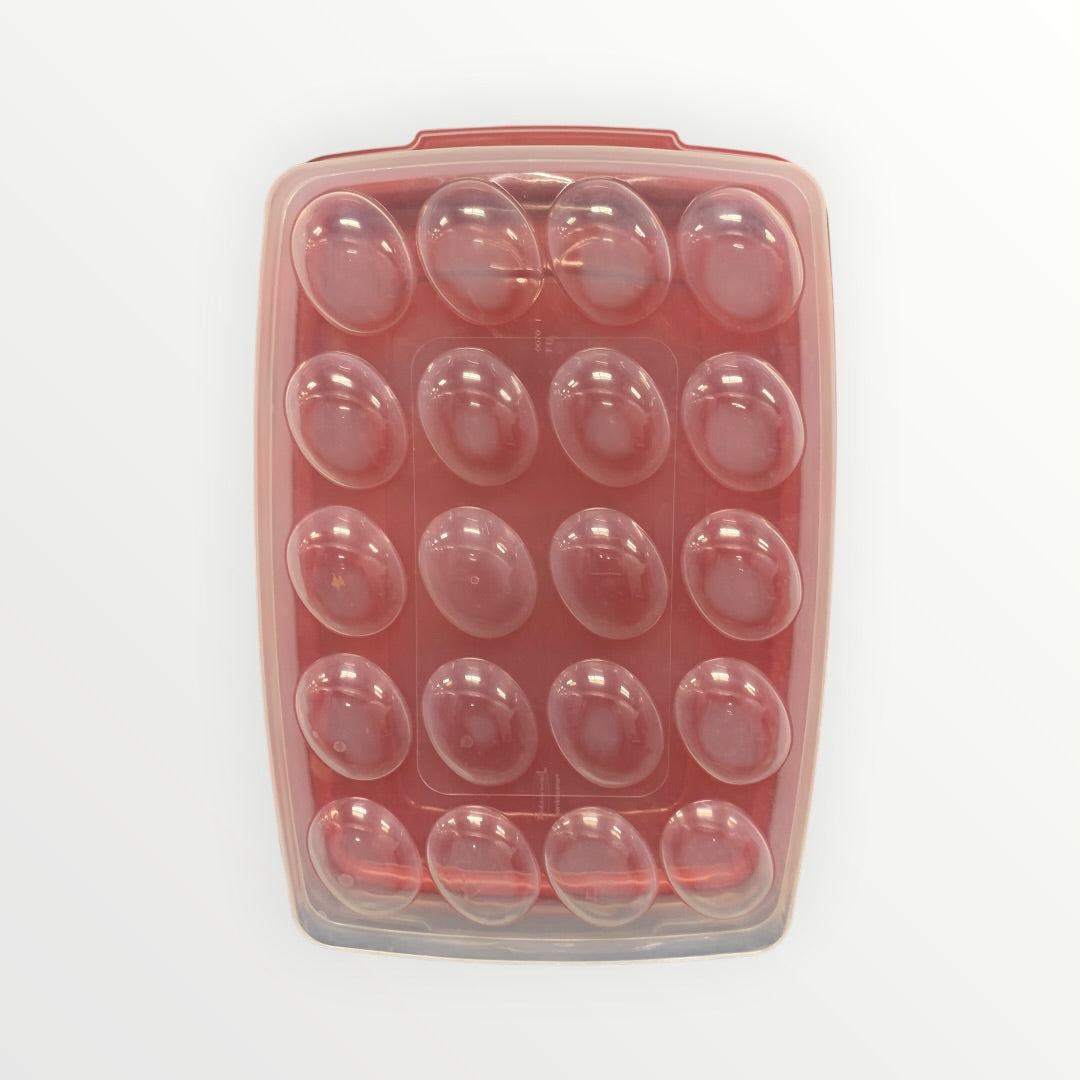 Red Rubbermaid Egg Keeper Food Storage Container - 20 cells, 3" x 8" x 12.5"