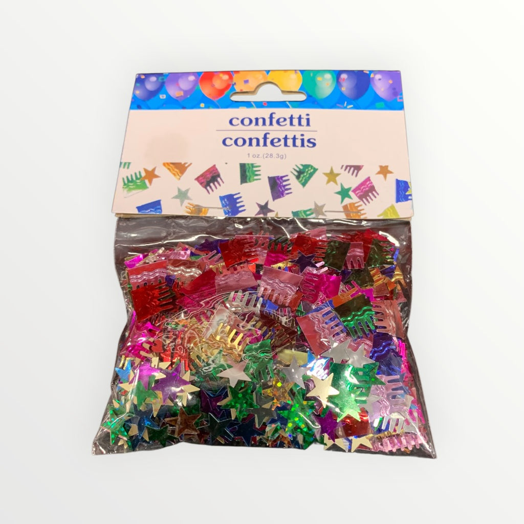 Bag of Confetti Stars & Birthday Cakes w/ Candles Confetti - 1 oz