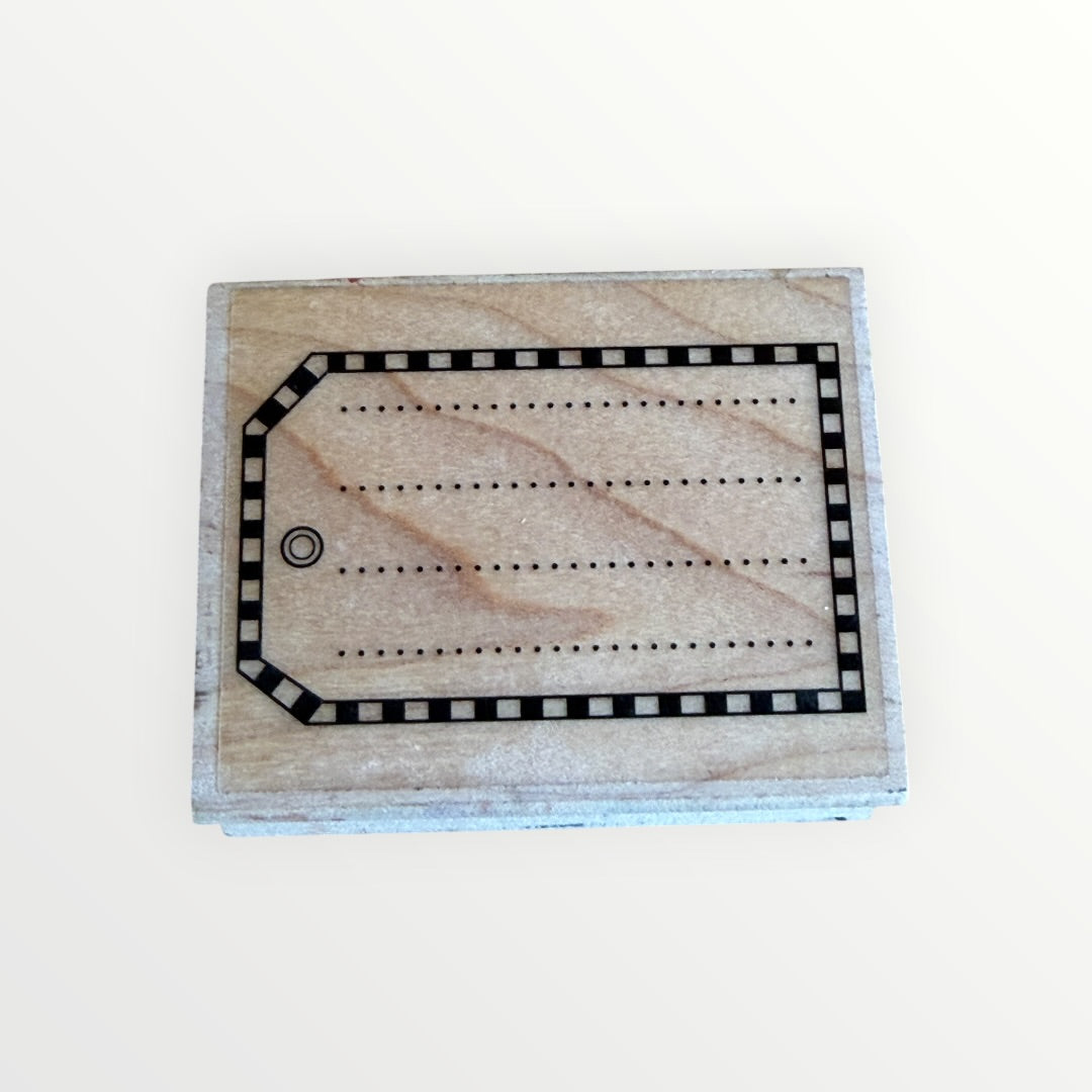Wood-Mounted Rubber Stamp Classic Shipping Tag Design 2.5" x 2"
