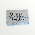 Wood-Mounted Rubber Stamp Cursive "hello" Design 2" x 1.5"